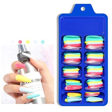 Imagem de 100PCS Unhas Falsas Pontas de unha Acrílica Transparente Capa Completa Artificiais Formato Caixão e Bailarina para Salõe