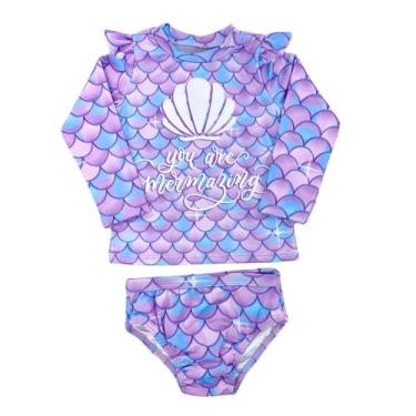 Imagem de Roupa Praia Bebe Infantil Conjunto Praia Menina Proteção Uv - Fofotinh