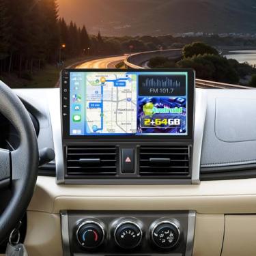 Imagem de Volxcereo Rádio automotivo para Toyota Vios Yaris 2013 2014 2015 2016, [2G + 64G] 10,1 polegadas Android Touchscreen estéreo com Carplay/Android Auto, GPS, WiFi, Bluetooth, SWC, FM/RDS, temas UI