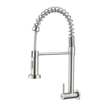 Imagem de Torneira Gourmet de Cozinha Parede com Extensível Moderna Aço Inox 304