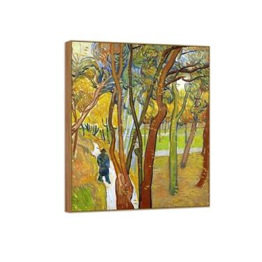 Imagem de Vincent van Gogh Famosa pintura em tela de arte de parede pronta para pendurar. Jardim do hospital. Imagem em moldura de madeira para decoração de sala de estar 90 x 108 cm 35 x 42 pol