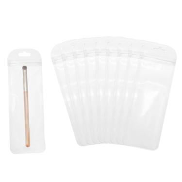 Imagem de PATIKIL Sacos plásticos de joias longas, 6 cm x 18,5 cm, 100 peças, bolsa com zíper autovedável transparente e reutilizável com orifício para pendurar para colares, embalagem de caneta, branco, fosco