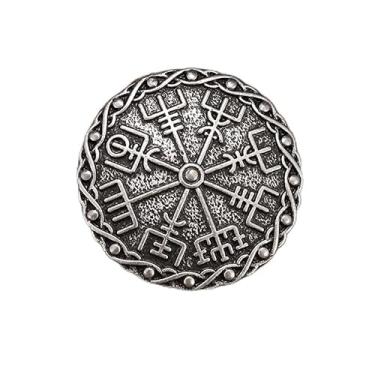 Imagem de Bússola de runa polar viking nórdica vintage, emblema de metal de bússola escandinava mítica, acessórios de roupas de broche simples masculino, one size, Metal, Sem Pedra Preciosa