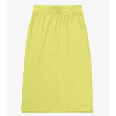 Imagem de Saia Midi Canelada Infinita Cor Amarelo-Feminino