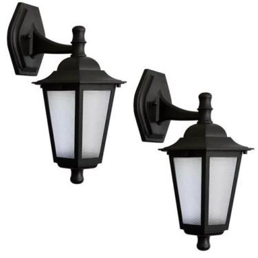 Imagem de Kit 2 Arandelas Coloniais Luminária Externa Preta Parede Retrô Jardim 