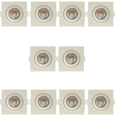 Imagem de KIT 10 SPOT LED QUADRADO DIRECIONAVEL EMBUTIR 7W BRANCO QUENTE 3000k B