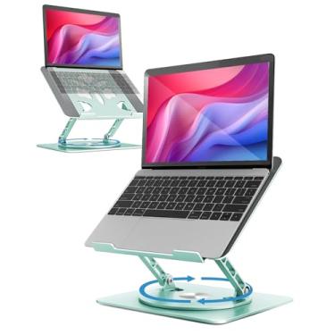 Imagem de Suporte ajustável para laptop de mesa – Suporte de laptop portátil com base giratória, suporte dobrável de alumínio para computador, suporte ergonômico para laptop MacBook Pro/Air Dell HP de até 15,6