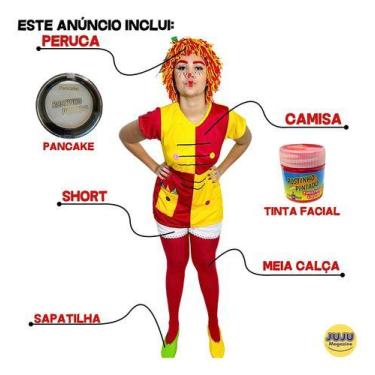 Imagem de Fantasia Emília Completa Com Acessorios Com Tinta E Pancake Tamanho:G 