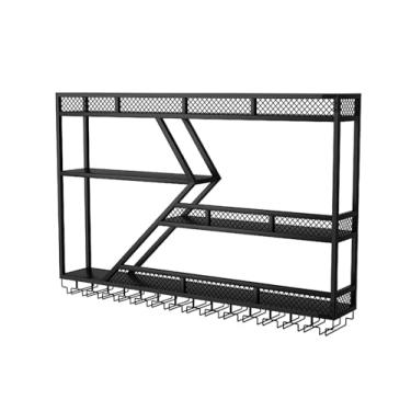 Imagem de Rack de vinho montado na parede - Prateleira de exibição de garrafa de vinho iluminada por LED e suporte de vidro para sala de estar, cozinha, restaurante, adega - solução de armazenamento elegante