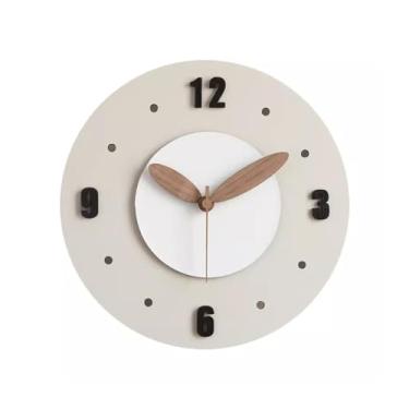Imagem de VHDY85KA Relógio de parede decorativo para sala de estar, relógio creme para casa, sem perfuração, silencioso, simples, moderno, pendurado para escritório (grande)
