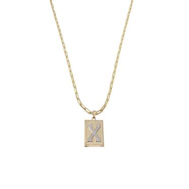 Imagem de Cordão 50Cm Masculino Feminino Pingente Letra X Banhado Ouro