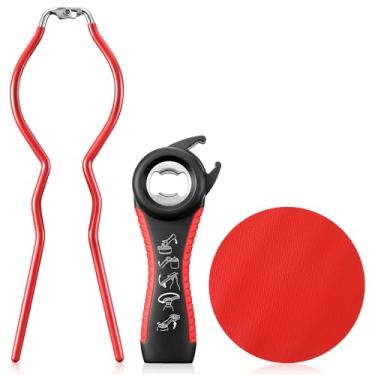 Imagem de Enhon Abridor de jarras, abridores de frascos para idosos com abertura de garrafa multifuncional 5 em 1 e almofada de borracha para garras, abertura de lata de aço inoxidável adequada para a maioria