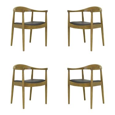 Imagem de Kit 4 Cadeiras Decorativas Sala de Jantar Columbia PU Madeira Rústica Bege G56 - Gran Belo
