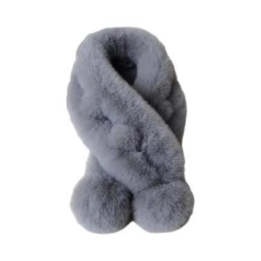 Imagem de Cachecol Feminino Grosso De Pelúcia Com Cruzamento, Gola Térmica De In