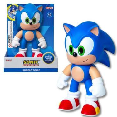 Imagem de Boneco Sonic The Hedgehog De Vinil Brinquedo Infantil 21 Cm - Nova Bri