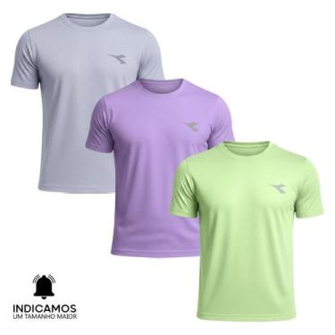 Imagem de Kit 3 Camisetas Diadora Small Logo Masculina - Cinza Claro e Verde Cla