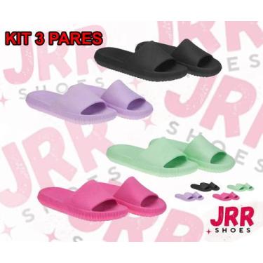 Imagem de Kit 3 Pares de Chinelo Nuvem Slide Unissex - SEM MARCA, Verde, 27/28, 