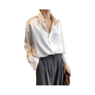 Imagem de Blusa Casual Feminina De Manga Longa Para Primavera E Outono Com Gola 