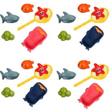 Imagem de 4 Kit Brinquedo de banho para bebê infantil bichinhos coloridos intera