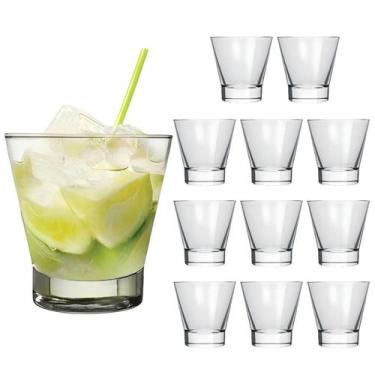 Imagem de Kit 12 Copo Caipirinha Baixo Drink Whisky Vidro Grosso 350ml - NADIR