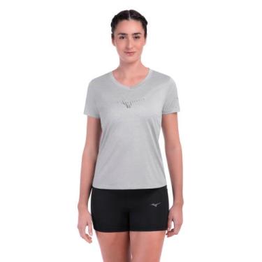 Imagem de Camiseta de Corrida Mizuno Spark Big Logo 2 Feminina, Cinza, P