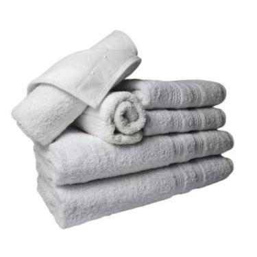 Imagem de Jogo De Toalhas 6 Pçs Luxo 2 Banho 2 Rosto 2 Tapete Branco - TOALHAS S