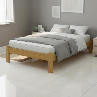 Imagem de Cama De Casal Turca Com Colchão Em Madeira Maciça Nogueira