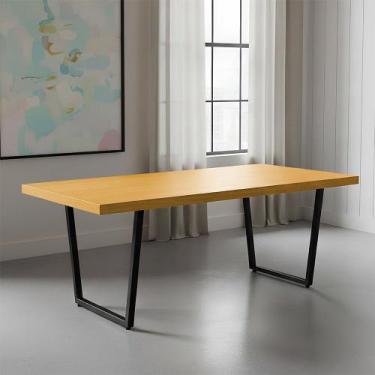 Imagem de Mesa Industrial Lanna de Madeira Maciça e Pés em Metal Preto 2,20m - F