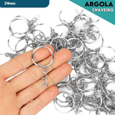 Imagem de Argola Para Chaveiro Com Corrente - Tamanhos: 20mm / 24mm - Pacote Com
