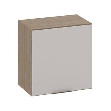 Imagem de Armário Aéreo 58 cm 1 Porta Etna Poliman Móveis, Carvalho OAK e Off Wh