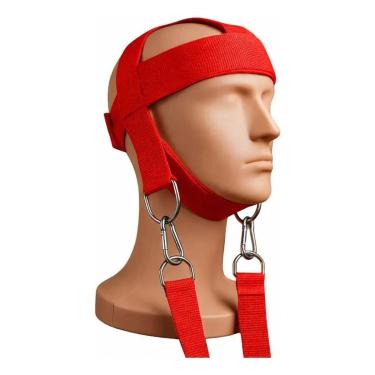 Imagem de Cinto Fortalecimento De Pescoço Vermelho Com Alça De Nylon Profissional Academia-Unissex