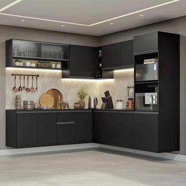 Imagem de Armário de Cozinha Completa de Canto 445 cm Suspenso Preto Nice Madesa 03