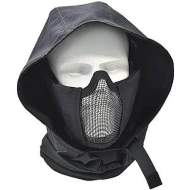 Imagem de Máscara de airsoft balaclava militar esportes ao ar livre cs tático dobrável meia face airsoft net máscara ajustável cosplay traje filme tiro