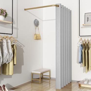 Imagem de Provador, vestiário em L, vestiário independente, camarim móvel portátil, divisória de privacidade de proteção de piso para loja de roupas de escritório, prata, 80 x 80 cm