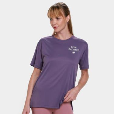 Imagem de Camiseta New Balance LC Athletics Feminina, Roxo, M