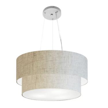 Imagem de Lustre Pendente Duplo Cilíndrico MD-4061 com Cúpula em Tecido 50X40CM Bivolt rústico-bege Vivare Brasil Iluminação