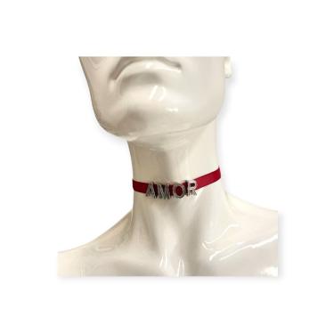 Imagem de Choker Yaffa Chocker com Letras Prateadas Amor em Elastano e Metal Tamanho Único Prata Feminino