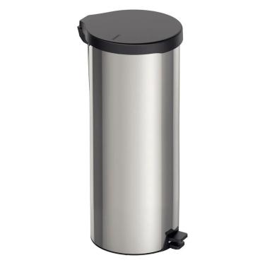 Imagem de Lixeira com Pedal New 30L em Aço Inox com Tampa em Polipropileno Preto para Cozinha Inox
