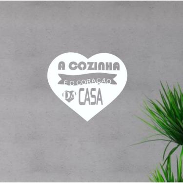 Imagem de Quadro para Chaves a Cozinha É o Coração da Casa [F031] para Até 5 Peças com Corte a Laser Branco Trovarelli Móveis