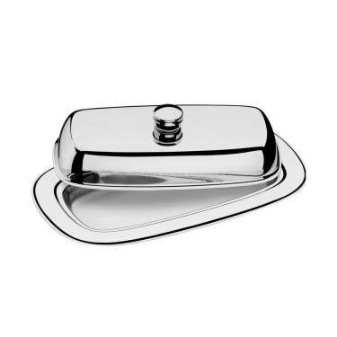 Imagem de Manteigueira Service para Servir e Armazenar Manteiga em Aço Inox com Tampa Higiênica para Mesa Inox Tramontina