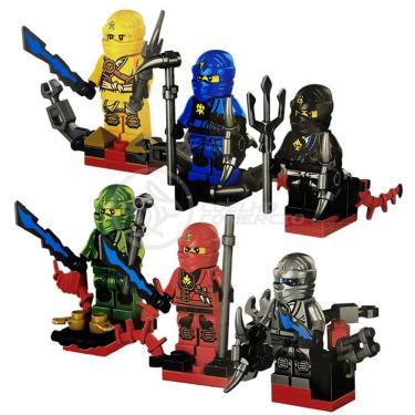 Imagem de Kit 6 Bonecos Mini Action Figures Ninja Compatível com LEGO com Bases para Personagens Outras Marcas
