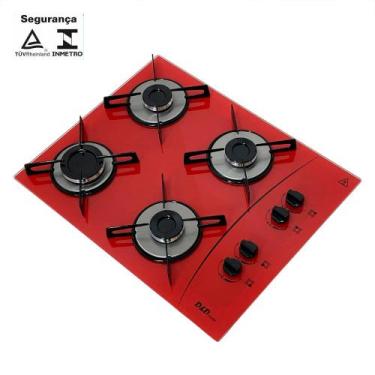 Imagem de Fogão Cooktop a gás D&D 4 bocas vermelho - Acendimento automático - D&