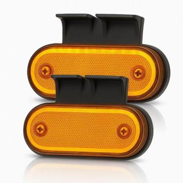 Imagem de 2 Lanternas Led Lateral Caminhão Carreta Reboque Bau Ambar - JP2 Auto