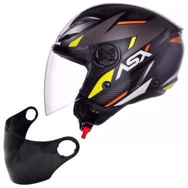Imagem de Capacete Masculino Asx Aberto City Air Square + Viseira Fume, Preto Am