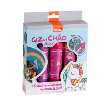 Imagem de Giz de Chão BRW 3 Cores BRW Magic Atóxico para Crianças com Formato An