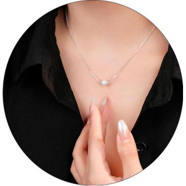 Imagem de Colar Corrente Pérola Feminino Gargantilha Moda Prata Choker - - anjo 