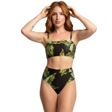 Imagem de Biquíni Cropped Hot Pants Top Faixa Estampado Bella Fiore Cintura Alta