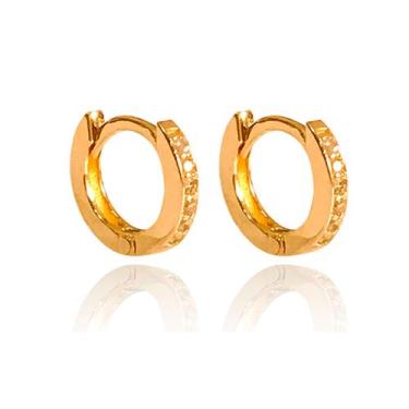 Imagem de Brinco Infantil Argola Click Ouro 18k 750 C/ Zircônias Acompanha Estoj