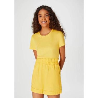 Imagem de Blusa Básica Feminina Manga Curta  Amarelo Hering, XG