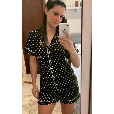 Imagem de Pijama de gola Flame - Preto / Branco - SantaRosé, P